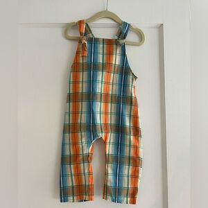 Hand-made plaid baby overalls, size 6-12 months.  NWOT